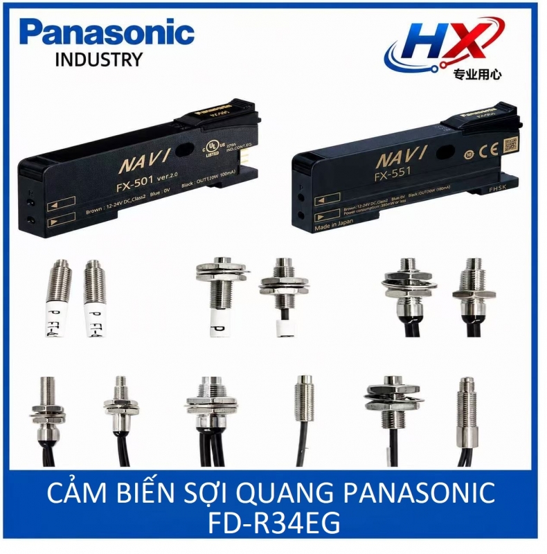 FD-R34EG Sợi quang phản xạ đồng trục Panasonic đầu vuông M3 cáp 2M uốn R2 lắp lens FX-MR3 điểm Ø0.15mm đo linh kiện trung vi thay FD-R32EG FD-R33EG