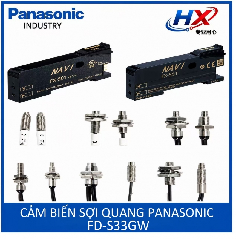 FD-S33GW Sợi quang phản xạ ren M3 Panasonic cáp 2M Free-cut cắt dây R2 ánh sáng ra bên hông G lắp vít cố định thay FD-S32 FD-S32W cảm biến công nghiệp