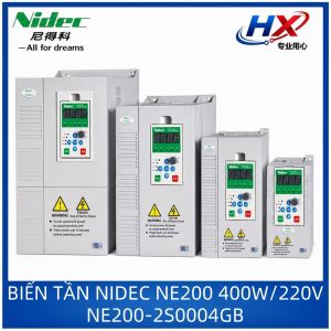 NE200-2S0004GB Biến tần Nidec NE200 0.4KW 1 pha 220V điều khiển vector nặng tải GB tần số ra 0~550Hz cho động cơ công nghiệp