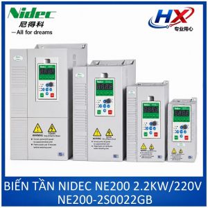 NE200-2S0022GB Biến tần Nidec NE200 2.2KW 1 pha 220V vector nặng tải GB dòng ra 10A tần số max 550Hz điều tốc động cơ công nghiệp